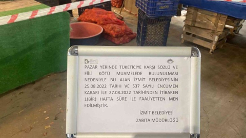 Vatandaşa kötü davranan pazarcıya bir hafta men