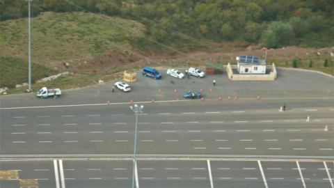 Havadan denetlenen Kuzey Marmara'da kurallara uymayan sürücülere göz açtırılmadı
