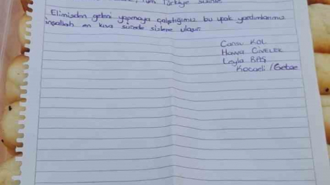 Gıda yardım paketinden çıkan not duygulandırdı
