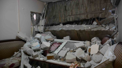 İstinat duvarı apartmanın içine çökmüştü, bu görüntüler hasarın boyutunu gözler önüne serdi