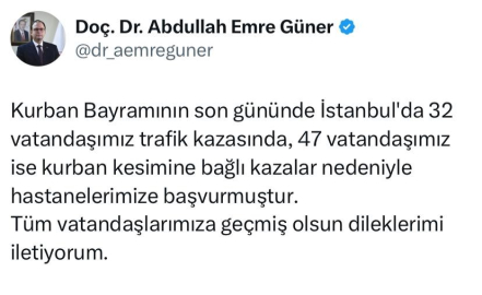 İstanbul’da bayramın son gününde 79 kişi hastaneye başvurdu