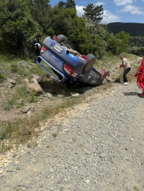 Beypazarı’nda Hitit Rallisi aracı takla attı