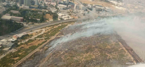 İzmir’de makilik ve otluk alanda yangına havadan ve karadan müdahale