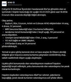 AFAD: "Eskişehir’den Rize’ye giderken düşen uçağın enkazına ulaşıldı"