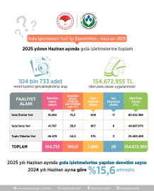 Gıda ve Kontrol Genel Müdürlüğü: "104 bin 733 gıda işletmesinde denetim yapıldı"