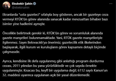 RTÜK Başkanı Şahin: "RTÜK gazete manşetleriyle ilgilenmez"
