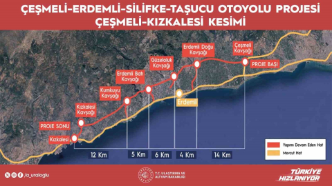 Bakan Uraloğlu: "Çeşmeli-Kızkalesi Otoyolumuz tamamlandığında kesintisiz, yüksek standartlı ve daha güvenli bir ulaşım imkanı sağlamış olacağız"