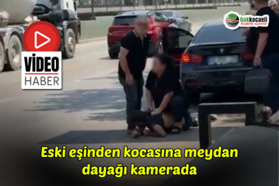 Eski eşinden kocasına meydan dayağı kamerada