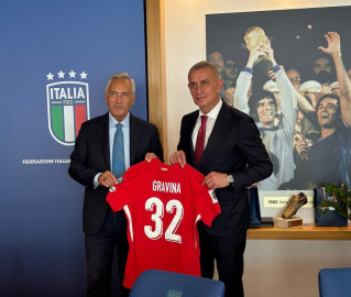 Hacıosmanoğlu, İtalya Futbol Federasyonu Başkanı Gravina’yı ziyaret etti
