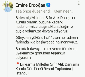 Emine Erdoğan: "Hedeflerimize ulaşmaktan aldığımız güçle yolumuza devam ediyoruz"