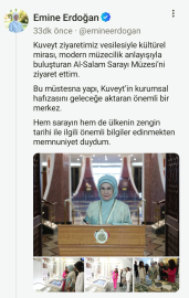 Emine Erdoğan’dan Kuveyt’te ziyaret ettiği Al-Salam Sarayı Müzesi’ne ilişkin paylaşım