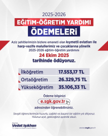 Bakan Işıkhan: "Şehitlerimizin bizlere emaneti evlatlarımıza, eğitim-öğretim yardımını 24 Ekim Cuma günü ödüyoruz"