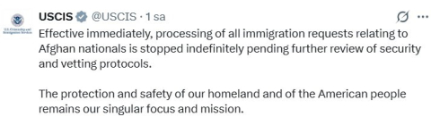 ABD, Ulusal Muhafızlara yönelik saldırının ardından Afgan uyruklu kişilerin göçmenlik başvurularını süresiz olarak askıya aldı