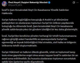 Dışişleri Bakanlığı Sözcüsü Keçeli’den İsrail’in Şam’a saldırılarına tepki