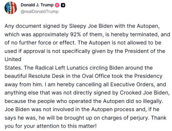 Trump, Selefi Biden’ın kendisi tarafından imzalanmadığını öne sürdüğü tüm başkanlık kararnamelerini iptal etti