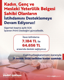 Bakan Işıkhan: "İlave istihdama 7 bin 184 lira ile 64 bin 656 lira arasında destek sağlıyoruz"