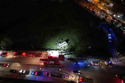 Esenyurt’ta servis minibüsünün kaza yaptığı bölge havadan görüntülendi