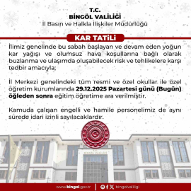 Bingöl’de eğitime 1 gün ara verildi