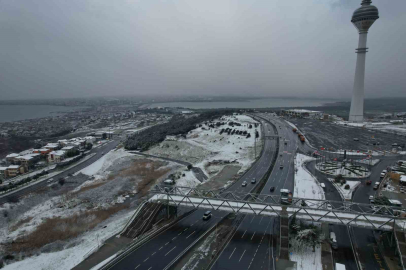 Beylikdüzü kar yağışı sonrası havadan görüntülendi