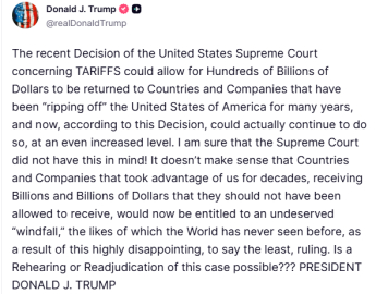 Trump, ABD Yüksek Mahkemesi’ni gümrük vergisi kararını gözden geçirmeye çağırdı