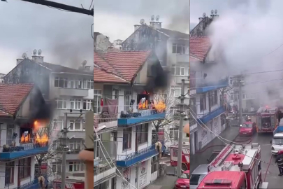 Evde çıkan yangında elektrik kabloları patladı