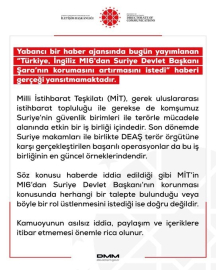 DMM’den "Türkiye, İngiliz MI6’dan Suriye Devlet Başkanı Şara’nın korumasını artırmasını istedi" haberine yalanlama