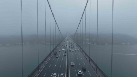 15 Temmuz Şehitler Köprüsü’nde havadan sis manzarası