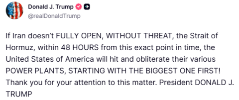 Trump, Hürmüz Boğazı’nı açması için İran’a 48 saat süre verdi