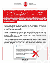 DMM’den ABD’nin F-15 savaş uçağının Türk yapımı omuzdan fırlatılan uçaksavar sistemiyle vurulduğu iddialarına yalanma