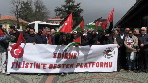 Edirne’de Filistin’e destek gösterisi