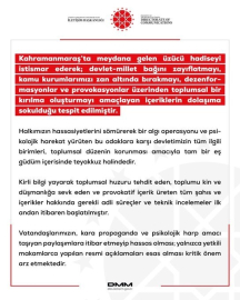 DMM: "Vatandaşlarımızın resmi açıklamaları esas alması kritik önem arz etmektedir"