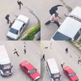 Taşlarla araçlara saldırdılar: Kavga anları kamerada