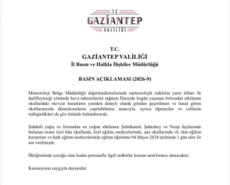 Gaziantep’te fırtına sonrası okullar tatil edildi