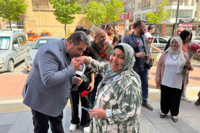 Sokaklardaki annelere karanfil dağıttılar
