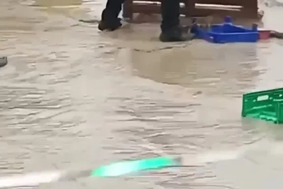 Sağanak yağmur altında görev başında: Polis memurunun mücadelesi kamerada
