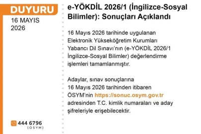 e-YÖKDİL 2026/1 sonuçları açıklandı
