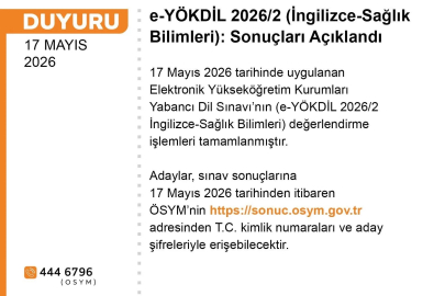 e-YÖKDİL 2026/2 sonuçları açıklandı
