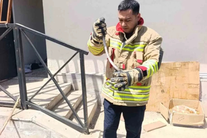 Kumlu’da eve giren yılanı itfaiye yakaladı
