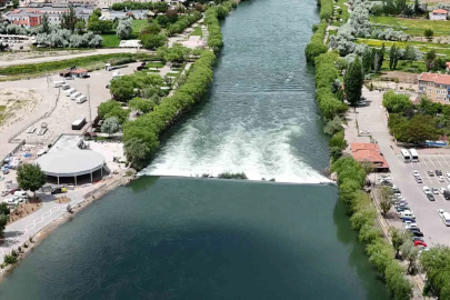 Aşırı yağışlar nedeniyle su seviyesi yükselen Kızılırmak dron ile görüntülendi
