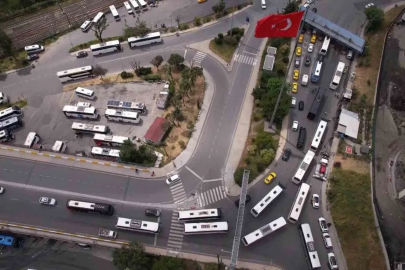 15 Temmuz Demokrasi Otogarı’nda bayram yoğunluğu havadan görüntülendi
