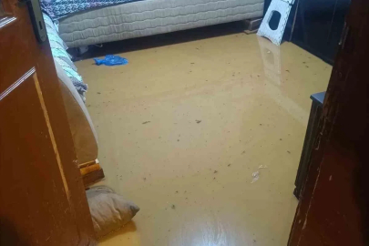 Sağanak yağış sebebiyle evleri su bastı
