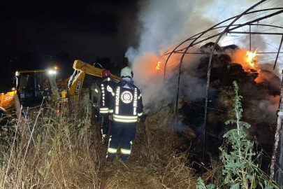 İzmit’te sera yangını: 800 saman balyası küle döndü
